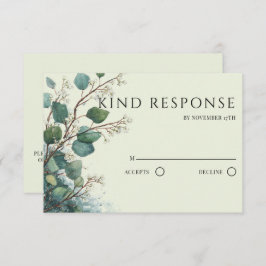 Cartão RSVP Sage Green Eucalyptus QR Code Wedding
