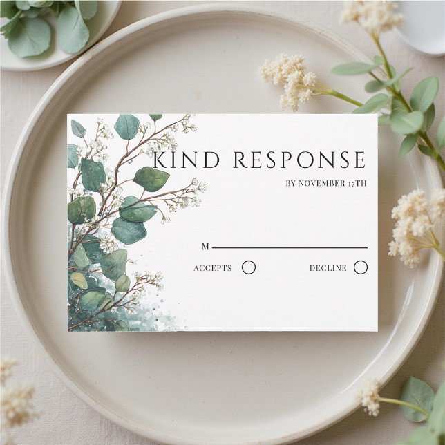 Cartão RSVP Sage Green Eucalyptus QR Code Wedding (Criador carregado)