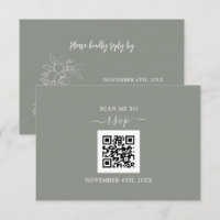 Sage Green Floral Código QR Adicione seu Casamento