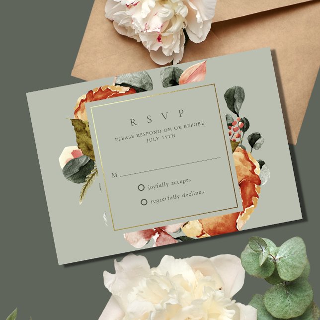 Cartão RSVP Sage Green Floral Garden Wedding (Sage Green Floral Garden Wedding RSVP Card)