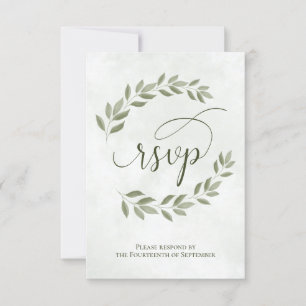 Cartão RSVP Sage Green Laurel deixa casamento russo