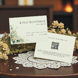 Cartão RSVP Sage Green Lily Valley Floral QR Code Wedding