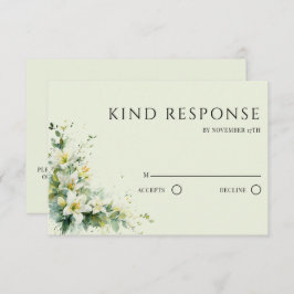 Cartão RSVP Sage Green Lily Valley Floral QR Code Wedding