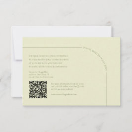Cartão RSVP Sage Green & Linen QR Code Boho Minimalist