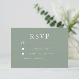 Cartão RSVP Sage Green Modern Wede Bridal