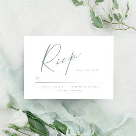Cartão RSVP Sage Green moderno script minimalista de casamento