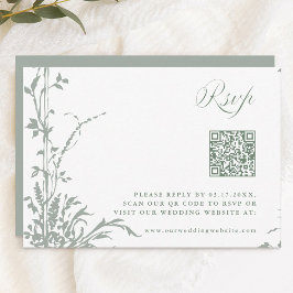 Cartão RSVP Sage Green Romantic Botanical Garden Wedding