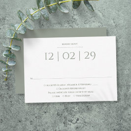 Cartão RSVP Sage Green Simple Date Casamento Especial