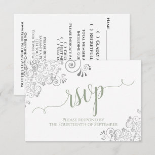 Cartão RSVP Sage Green sobre Casamento de Caligrafia Elegante 