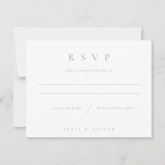Cartão RSVP Sage Green & White Boho Foto Moderna de Casamento (Frente)