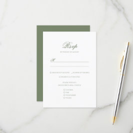 Cartão RSVP Sage Green & White Leaf Monogramas Casamento de Cr