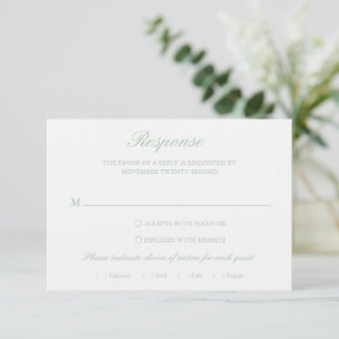 Cartão RSVP Sage Green Wreath Monograma Casamento Elegante