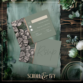 Cartão RSVP Sage Rustic, Champagne White Bloom Response Card