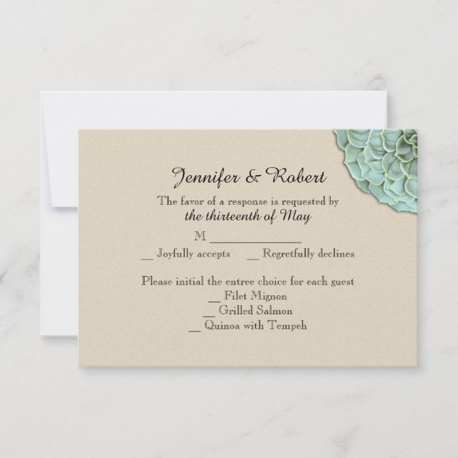 Cartão RSVP Sage Succulent Wedding Response Card (Frente)