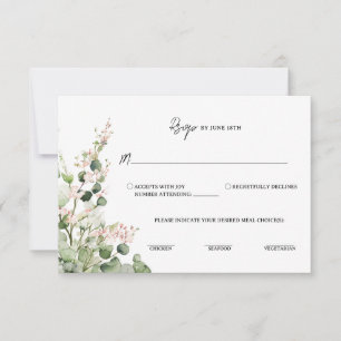 Cartão RSVP Sage Verde e Rosa Lanterna Eucalipto Floral