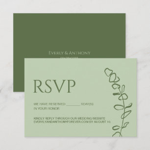 Cartão RSVP Sage Verde Eucalipto Elegância de Casamento Lugare