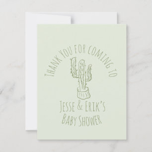 Cartão RSVP Saguaro Cactus Desenhado à Mão Verde Baby Shower