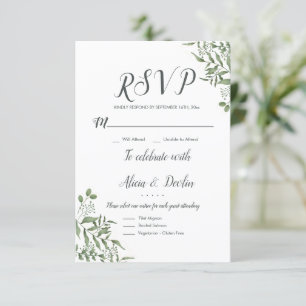 Cartão RSVP Saídas de Eucalipto Sucultas e Elegantes no Orçame