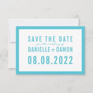 Cartão RSVP SALVAR o tipo de bloco simples DATE moderno aqua b