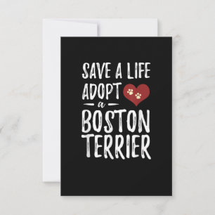 Cartão RSVP Salvar uma vida Adote um Terrier de Boston para o 