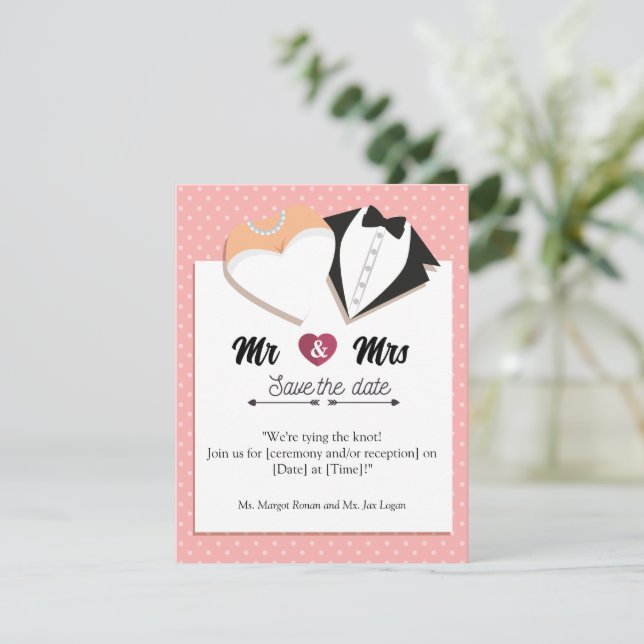 Cartão RSVP Salve a data! (Em pé/Frente)