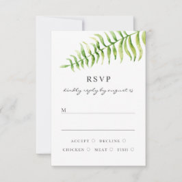 Cartão RSVP Samambaia de aquarela casamento. Floresta verdejan