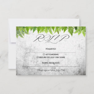 Cartão RSVP Samambaias Românticas Folhas Elegantes Casamento N