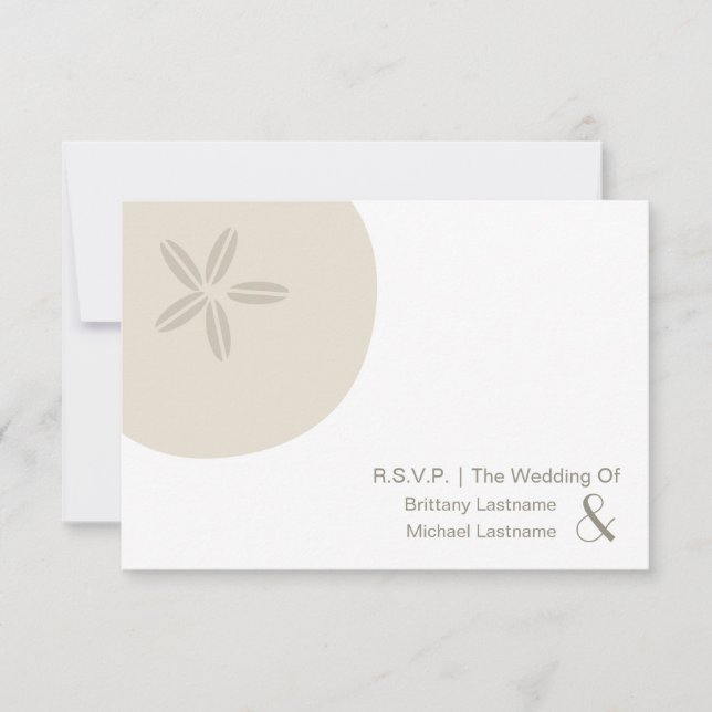 Cartão RSVP Sand Dollar Modern Wedding R.S.V.P. (Frente)