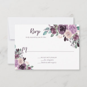 Cartão RSVP Sangria Roxo Floral  