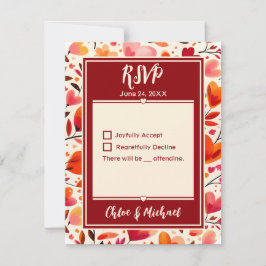 Cartão RSVP Sangue Coração Vermelho Moderno