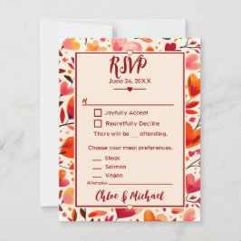 Cartão RSVP Sangue Coração Vermelho Moderno