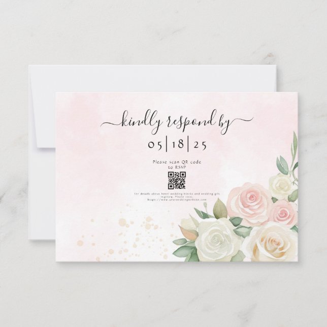 Cartão RSVP Sangue rosa rosa e branco (Frente)