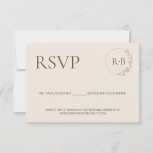 Cartão RSVP Sanita mínima do casamento do Monograma Cream Eart