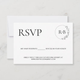 Cartão RSVP Sanita mínima Monograma Casamento preto e branco