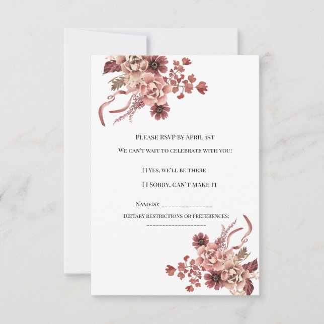 Cartão RSVP Santuário Russo de Autumn Blooms Watercolor (Frente)