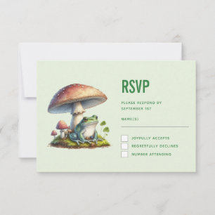 Cartão RSVP Sapo Debaixo de um Cogumelo Casamento Fofo da Natu