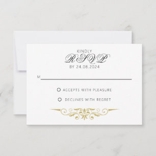 Cartão RSVP Sarah - Dourado casamento formal antigo