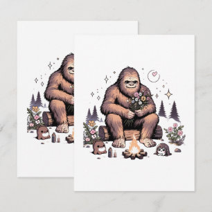 Cartão RSVP Sasquatch Segurando Flores