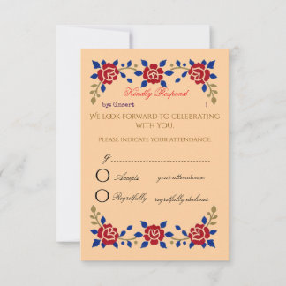 Cartão RSVP Scandinavian Wedding Response Card Floral Nordic 