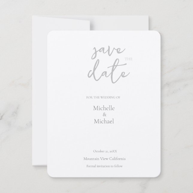Cartão RSVP Script Calliographic Wedding Modern Save the Date (Frente)