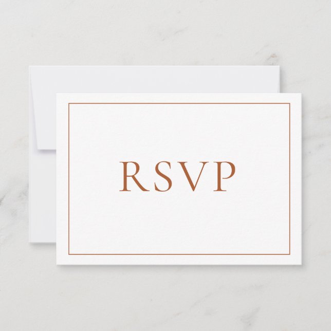 Cartão RSVP Script Clássico Laranja Queimado Elegante (Frente)