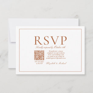 Cartão RSVP Script Clássico Laranja Queimado Elegante de Códig
