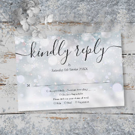 Cartão RSVP Script de Flocos de Neve de Inverno Responda com G