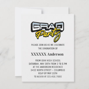 Cartão RSVP Script de Formando de Partido Dourado Preto e Bran