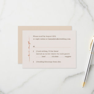 Cartão RSVP Script de Letra à Mão para Casamento