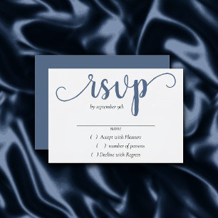 Cartão RSVP Script de Tabuleiro Simples   Evento Azul Dusty Fl
