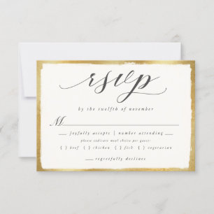 Cartão RSVP Script Elegante com Casamento de Escolha de Refeiç