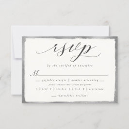 Cartão RSVP Script Elegante com Casamento Silver Meal Choice