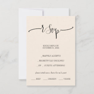 Cartão RSVP Script Elegante de Caligrafia de Blush