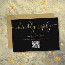 Script Elegante de Código QR Preto E Dourado - Res